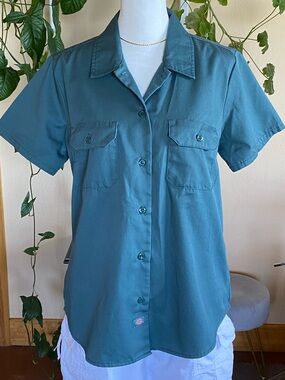 Dickies Icons Work Shirt Green Button Down Skatewear Size M